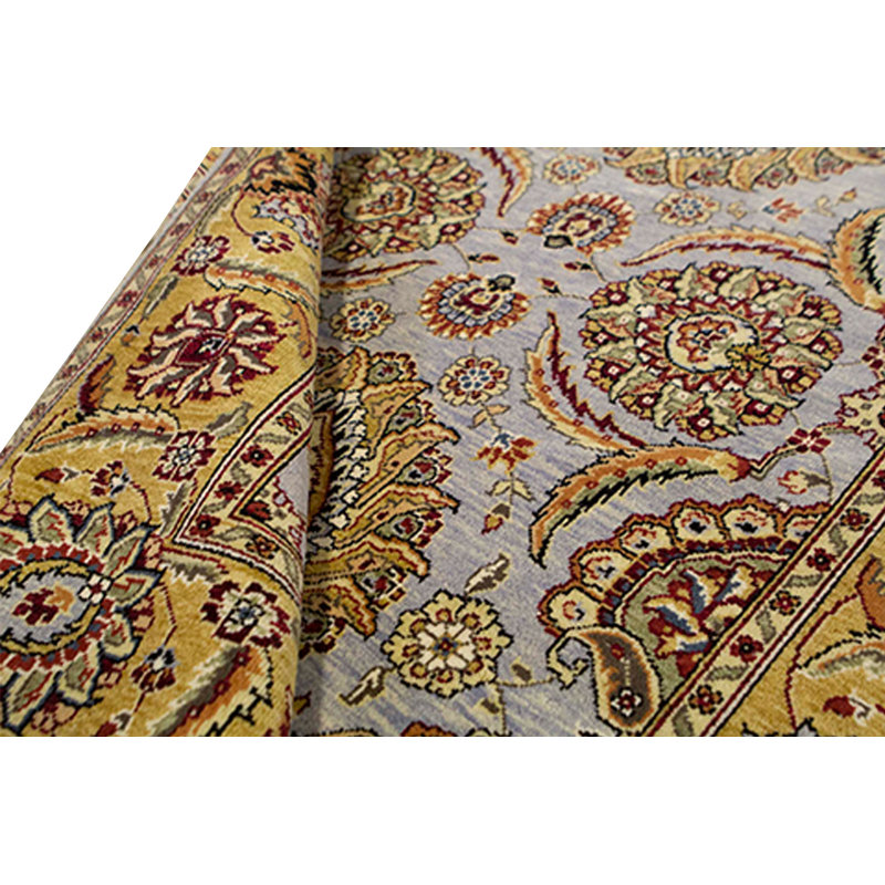 Tapis gris et doré de haute qualité noué à la main
