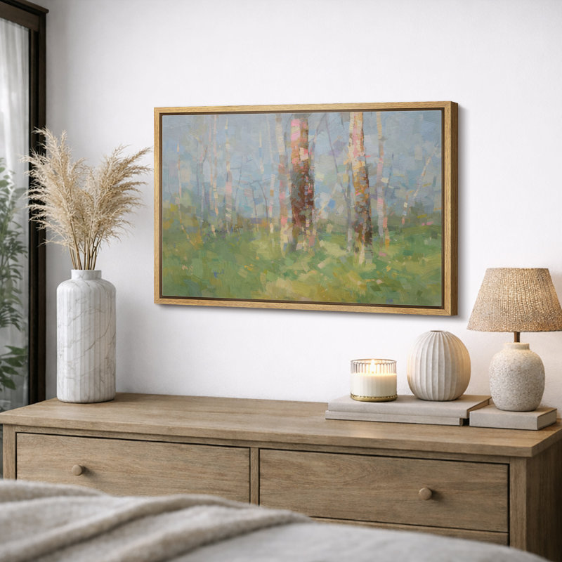 «Soft Soft Abstract Forest Landscape», chambre à coucher, impression sur toile, impression sur toile encadrée