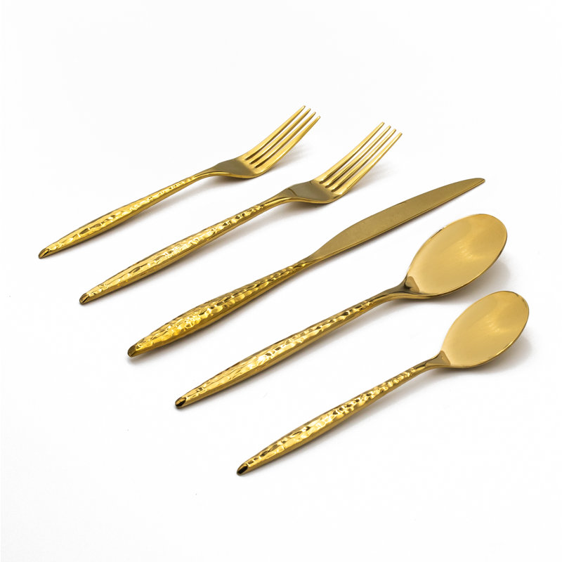 Avellino 20 Piece 18/10 Stainless Steel Flatware Set, Service for 4, Shiny Gold