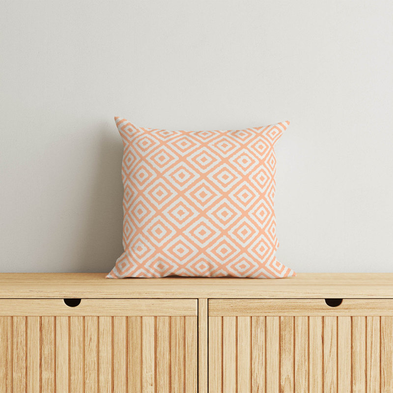 Coussin Ikat, H 18 po x l 18 po, Ikat pêche / orange