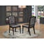 L'ensemble de table de cuisine 5 pièces comprend une table de cuisine ronde et moderne et 4 chaises en polyester gris foncé à haut dossier avec une finition noire sablée.-1081838911-1086365534