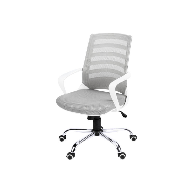 Adjustable Office Chair With Ergonomic Features, Swivel, Grey Mesh Seat, Metal 5 Base, Contemporary Design Computer Desk , , Mesh, Metal, Style