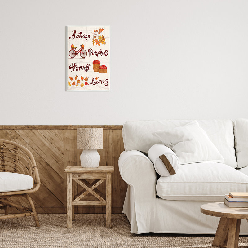 Ba-818-Impression sur toile de citrouilles d'automne, H 19 po x l 13 po x P 0,5 po