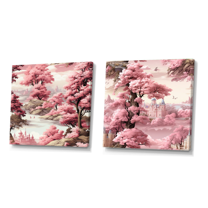Retta - Ensemble de 2 collage paysage carré, Toile tendue, H 36 po x l 73 po