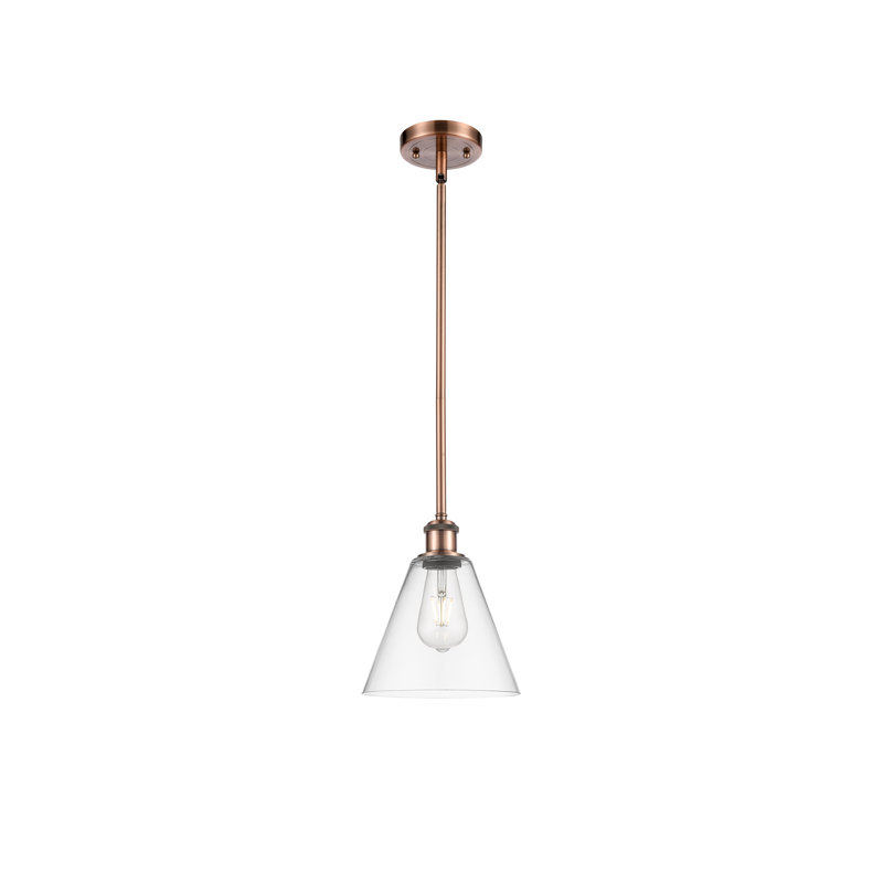 Luminaire suspendu sphérique à 1 lumière Allean, Cuivre antique, Transparent, H 42,75 po x l 8 po x P 8 po