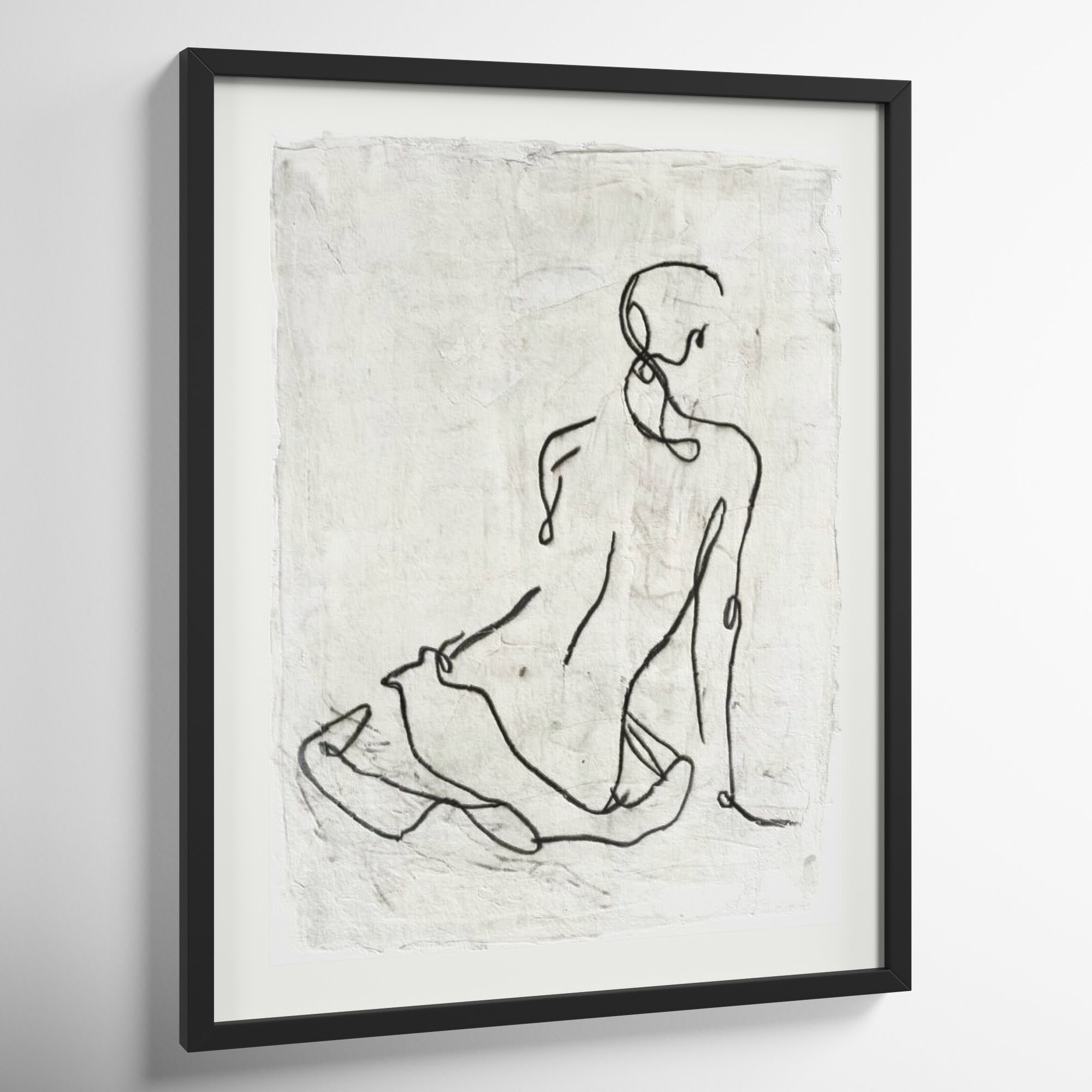 Embellished Gestural Contour I (Nude) by Ethan Harper, 41" H x 33" W, Black Framed Paper