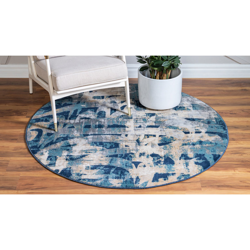 Tapis rond rond en carbone Ikat