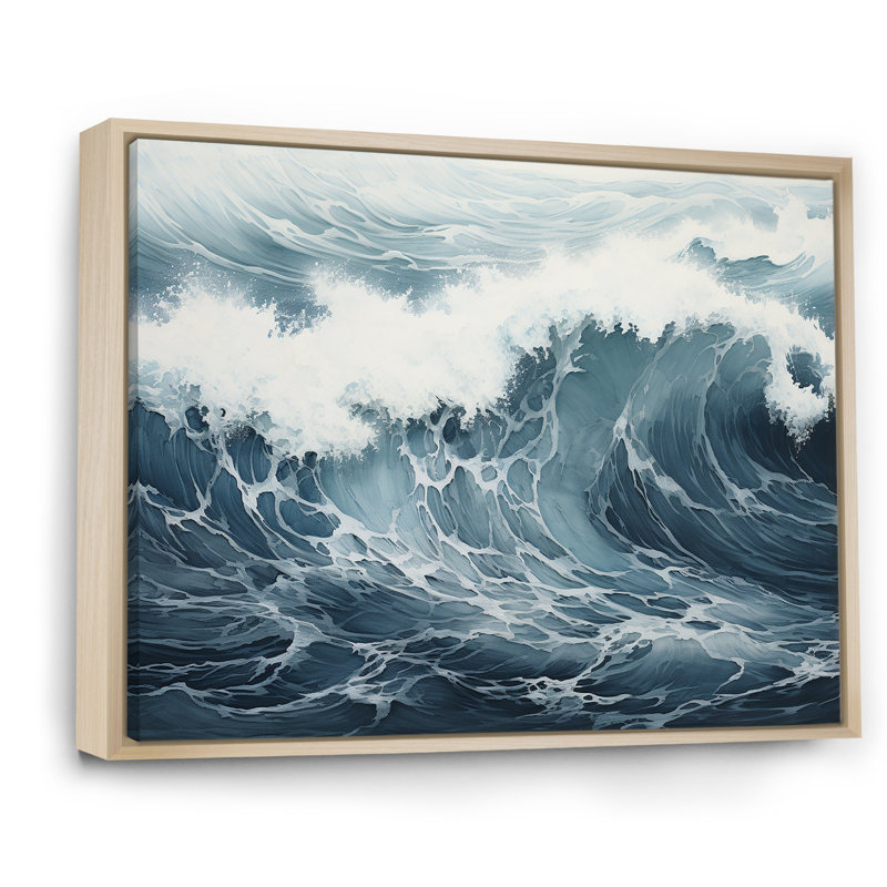 Minimalisme océan tempête I sur toile, Cadre naturel flottant, H 12 po x l 20 po x P 1 po