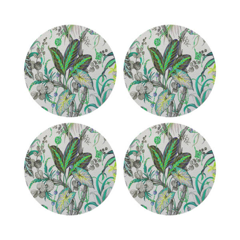 Sous-verres ronds en cuir Amazonia Tourmaline, Tourmaline