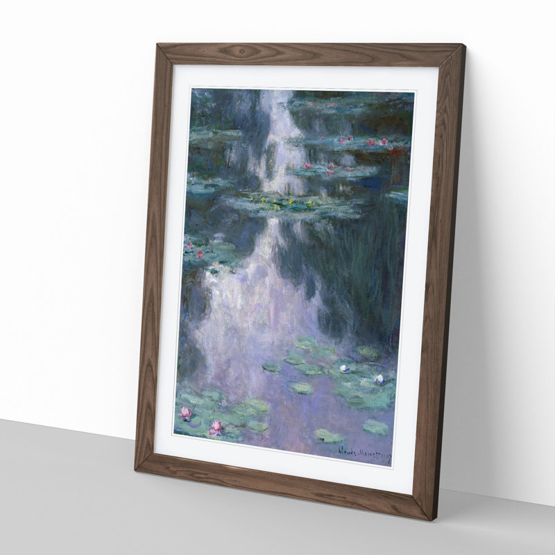Water Lilies Lily Pond Vol.23 by Claude Monet - Picture Frame Painting, 36cm H x 27cm W x 2cm D, Walnut