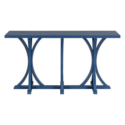 Wooden Console Table With Oak Veneer Top,Farmhouse Entryway Table With Rubber Wood Slender Curved Legs,Perfect For Living Room,Entryway,Hallway, Dining Spaces.