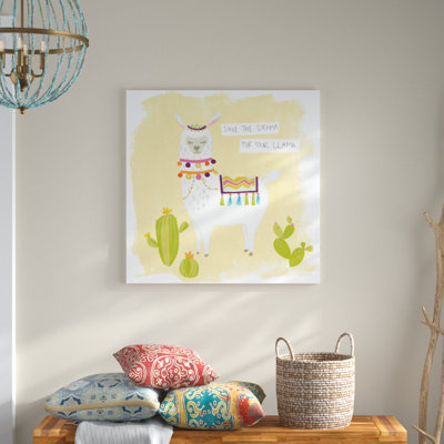 Pom Pom Llama Rama I by June Erica Vess - Wrapped Canvas Painting