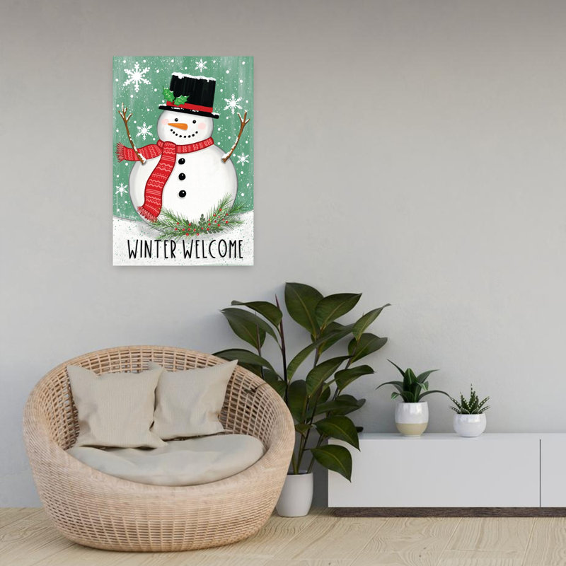 Hiver, bonhomme de neige, fantaisiste, art contemporain contemporain, H 24 po x l 16 po