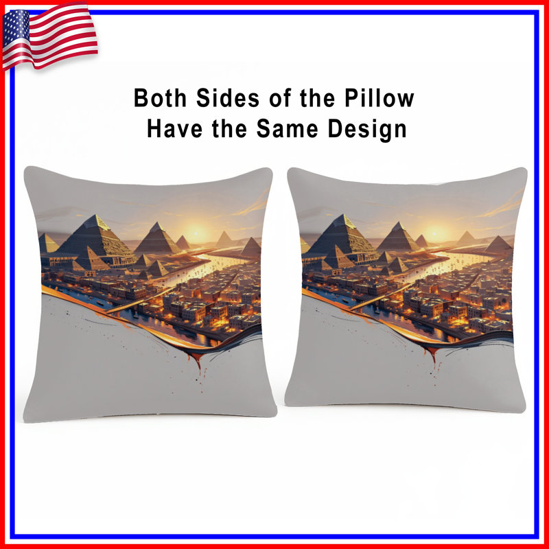 Pyramids At Sunset Double Sided Throw Pillows, 16 x 16 inches