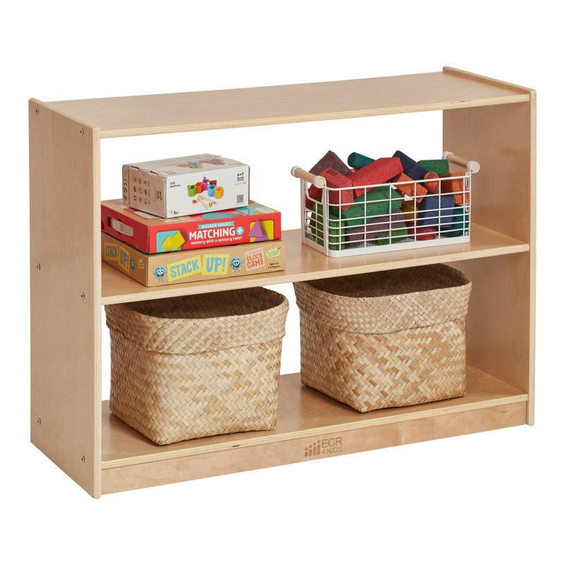 Natural Birch 2-Shelf Mobile Kids Storage Cabinet