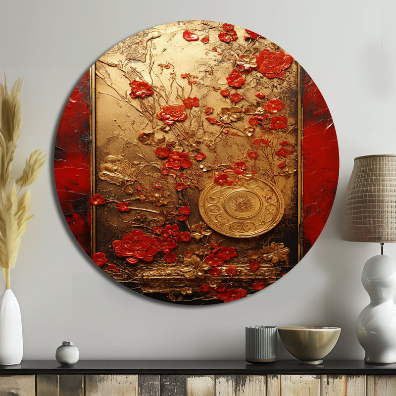 Muhanad - Art abstrait rond en métal, H 29 po x l 29 po
