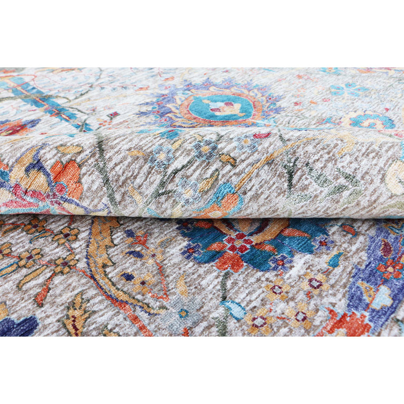 Tapis chameau et multicolore noué à la main de haute qualité, Rectangulaire 8 pi x 10 pi