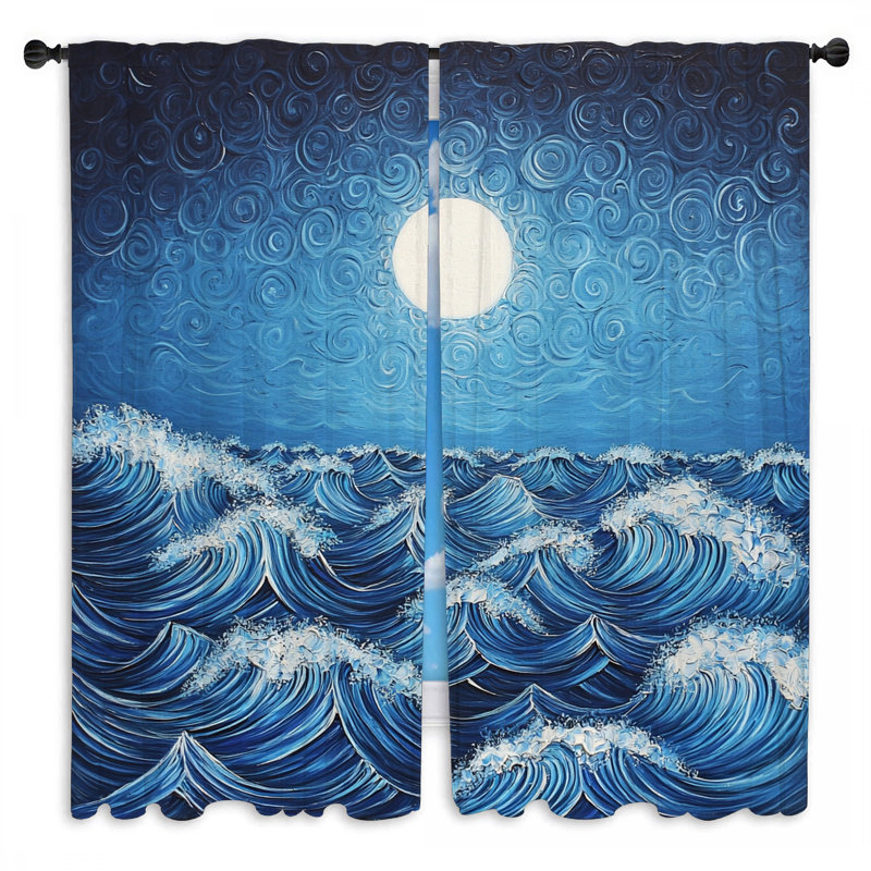 Rideaux de fenêtre Ocean Waves Seascape Minimalist Drapes - 2 panneaux, L 20 po x L 61 po