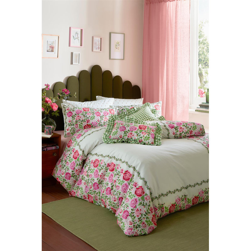 Cath Kidston Dolly Rose Sage Duvet Cover Set Floral Themed Bedding Set, Single Duvet Cover Set + 1 Standard Pillowcase