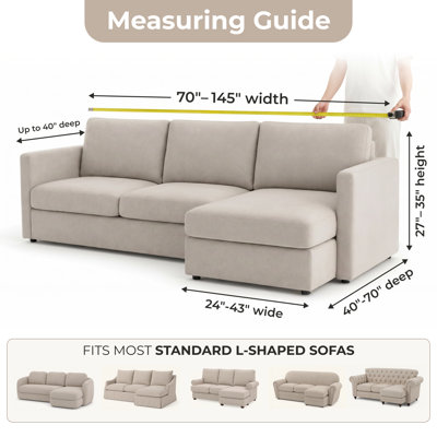 Stretchy Slipcover for Chaise Sectional - Easy to Clean & Durable - Comfort Collection