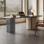 Noyer brun + pierre frittée rectangulaire beige + bois massif + bureau en acrylique-1154650876