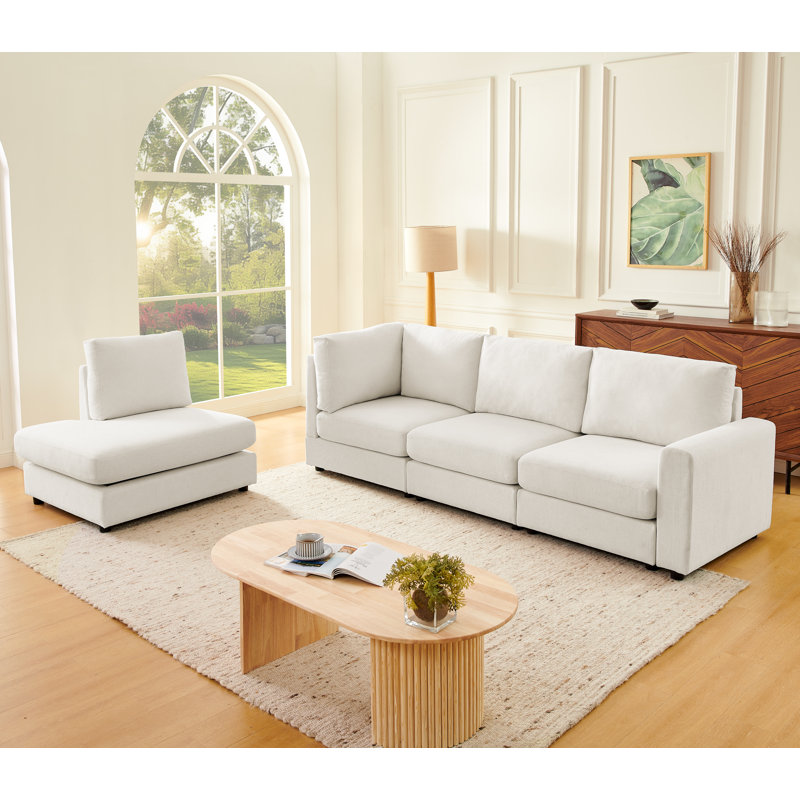 Canapé modulaire en L 100 po avec méridienne réversible en forme de L, canapé d'angle moderne à 3 places profond, canapé en chenille confortable