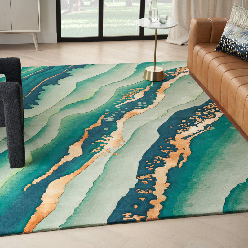Viscose Abstract Indoor Rug, Rectangle 7'9" x 9'9"