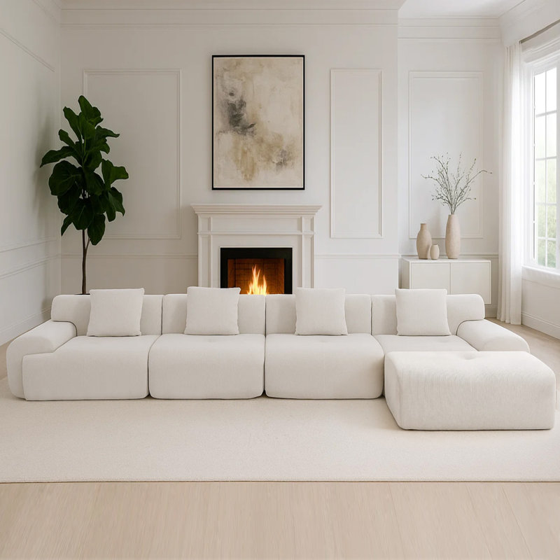 Canapé modulaire en velours côtelé Corduroy, Velours côtelé beige