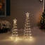 Ensemble de 2 arbres de Noël en forme de cône de Noël en spirale d'extérieur blanc chaud 3 pi 4 pi