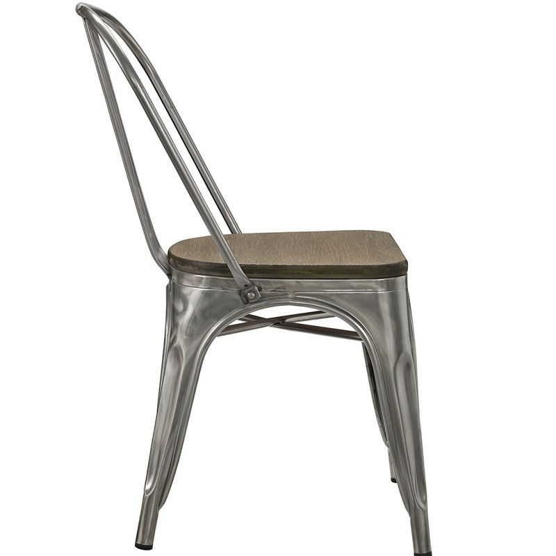 Djafar 18'' H Stacking Side Chair, Gunmetal