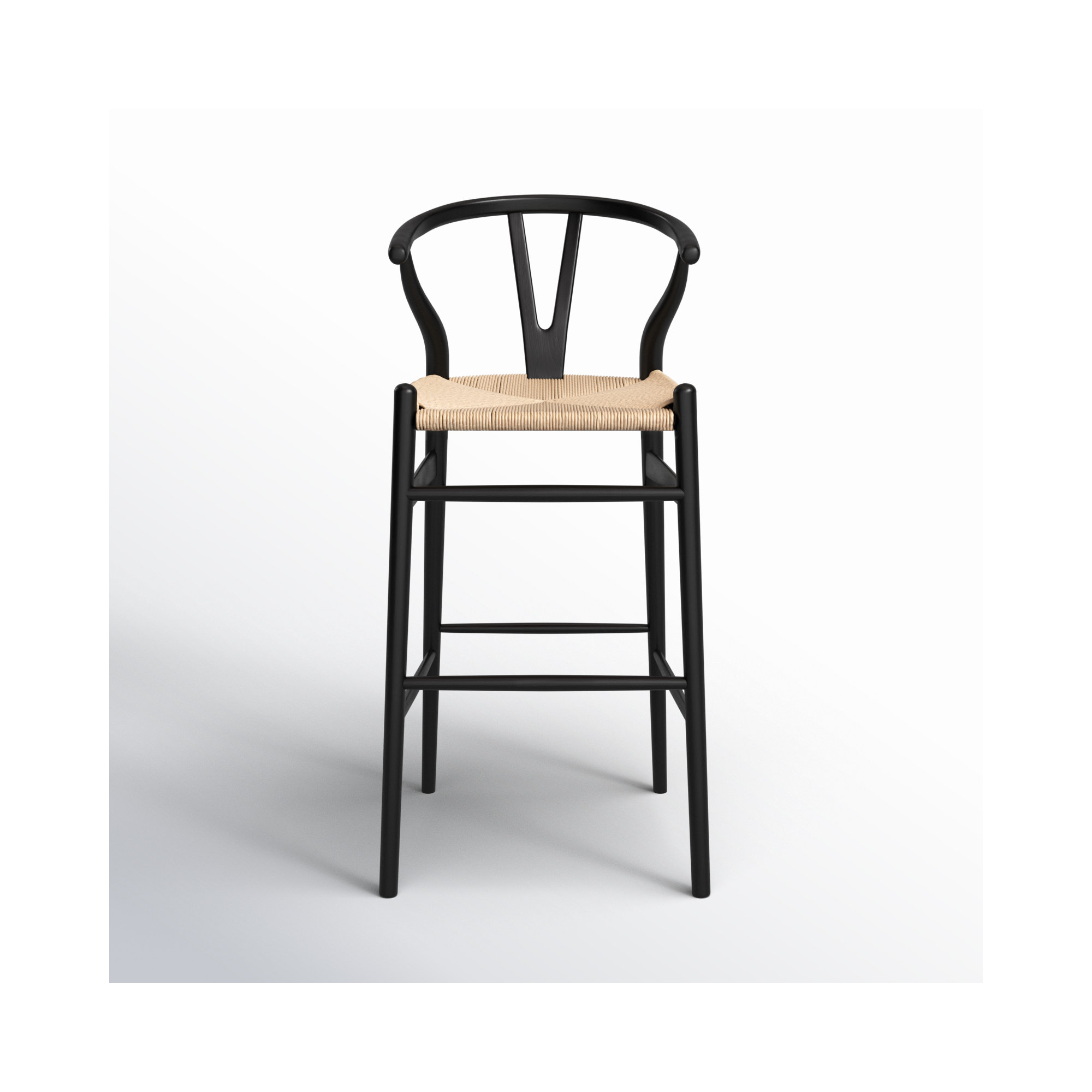 Fairbanks Solid Wood Bar/Counter Stool, Black, Bar Stool (30.3" Seat Height), Natural