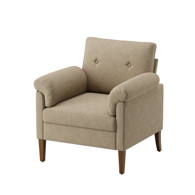 Fauteuils d'appoint capitonnés 32,28 po de largeur avec coussins d'accoudoirs amovibles et pieds en bois massif