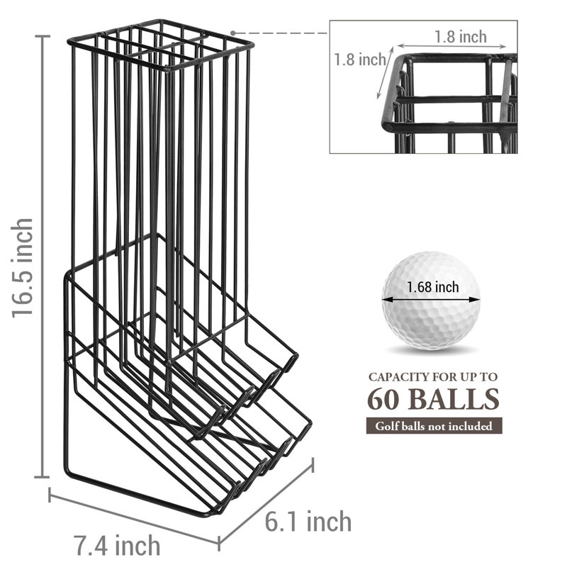Support de rangement pour balles de golf en métal noir