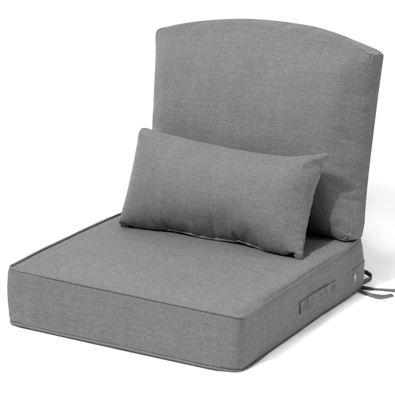 Ensemble de coussins de siège / dossier d'extérieur l 24 po x P 24 po x H 5,5 po avec coussin, 2, Gris clair