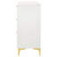 Commode rectangulaire blanche à 6 tiroirs avec un design moderne et élégant et une grande capacité de rangement.
