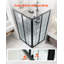 Cabine de douche, 89 cm P x 89 cm L x 183 cm H, porte de douche d'angle coulissante double avec cadre en verre trempé transparent de 6 mm, ensemble de salle de bain avec cadre noir mat et poignée en alliage d'aluminium