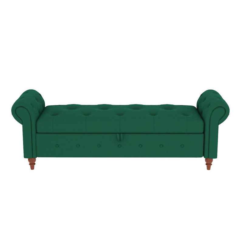 Bed Bench Velvet, Dark Green