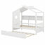 Lit en bois en forme de maison avec lit gigogne et tablettes de rangement-131146375-131146377