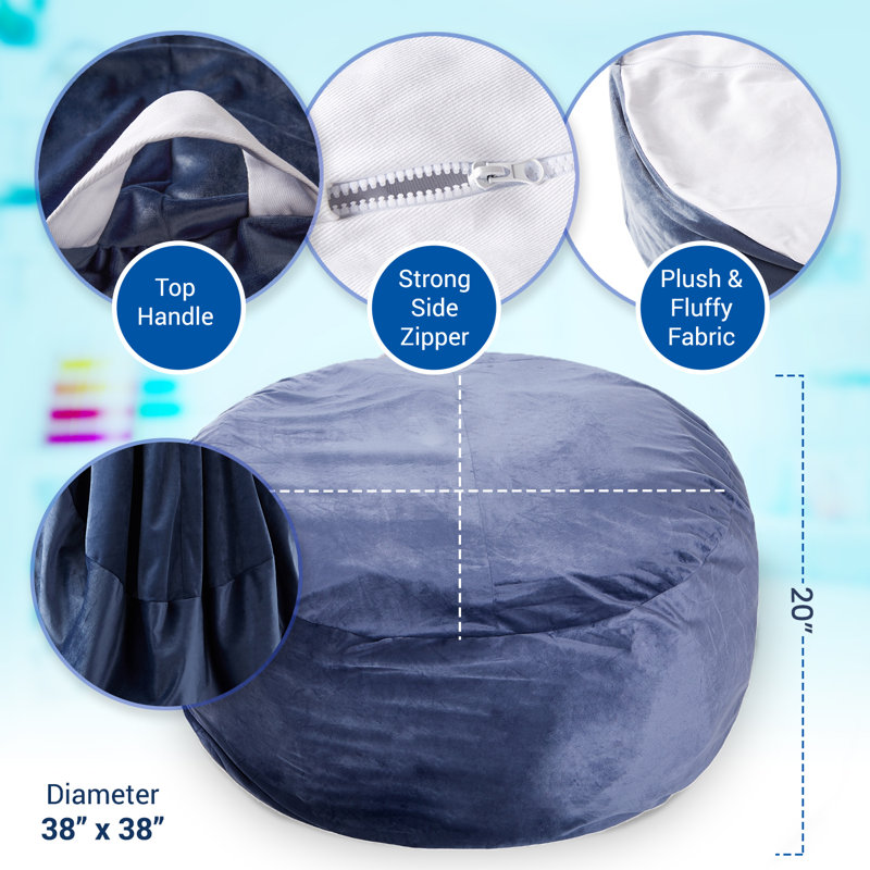 Bean Bag Cover, Navy Faux Fur