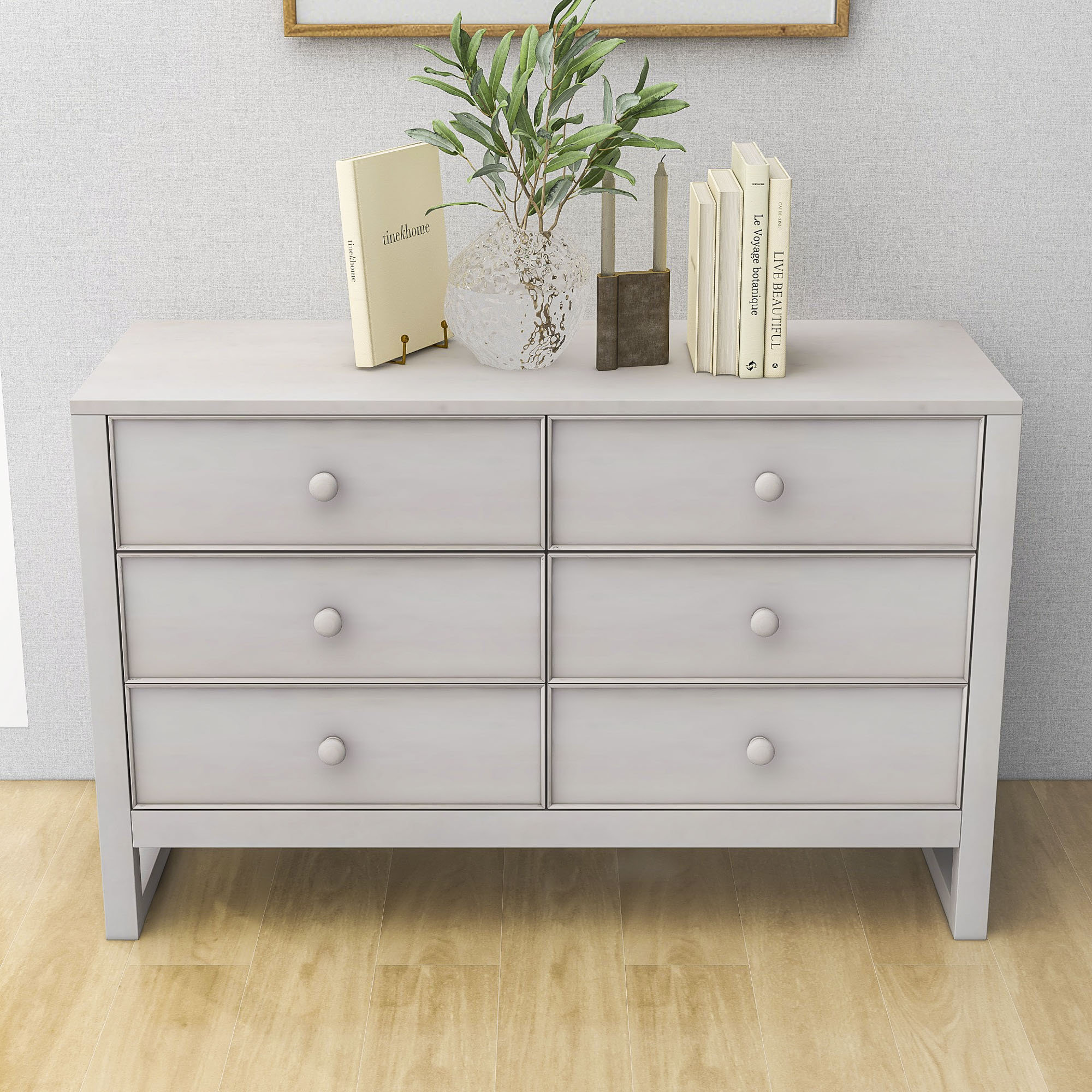 Light grey deals 6 drawer dresser