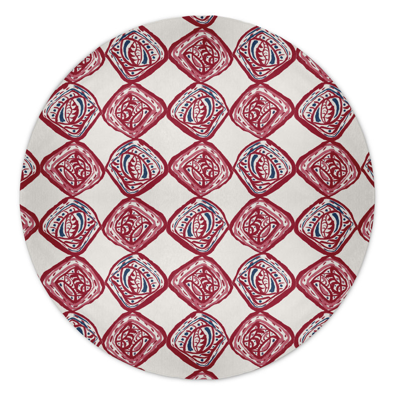 Chenille Geometric Indoor Rug, Round 5'