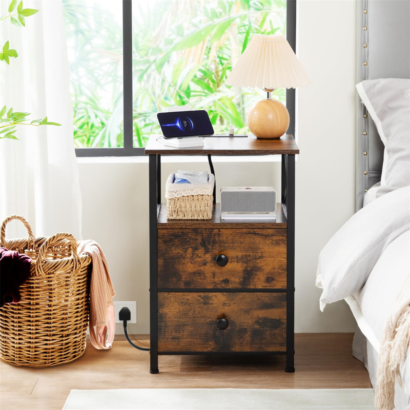 40cm W Metal Bedside Table