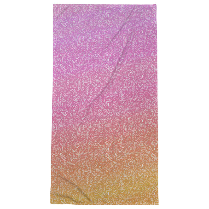 Serviette de bain florale ditsy classique, Rose / Orange