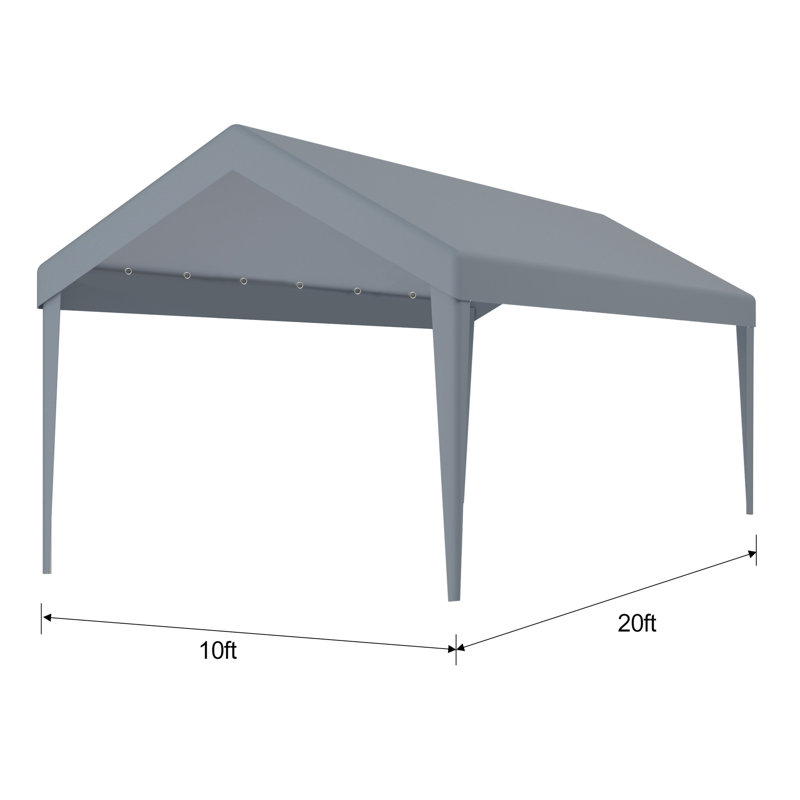 10X20ft Carport Replacement Tarpaulin, Waterproof & With 72 Elastic Buckles. Grey Polypropylene Cover For Garage Shelter. Quick Installation Storage Canopy Alternation, And Protected Simple