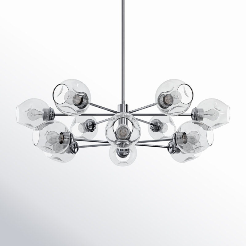 Anastasia 12 - Light Dimmable Sputnik Sphere Chandelier, Polished Chrome, Clear