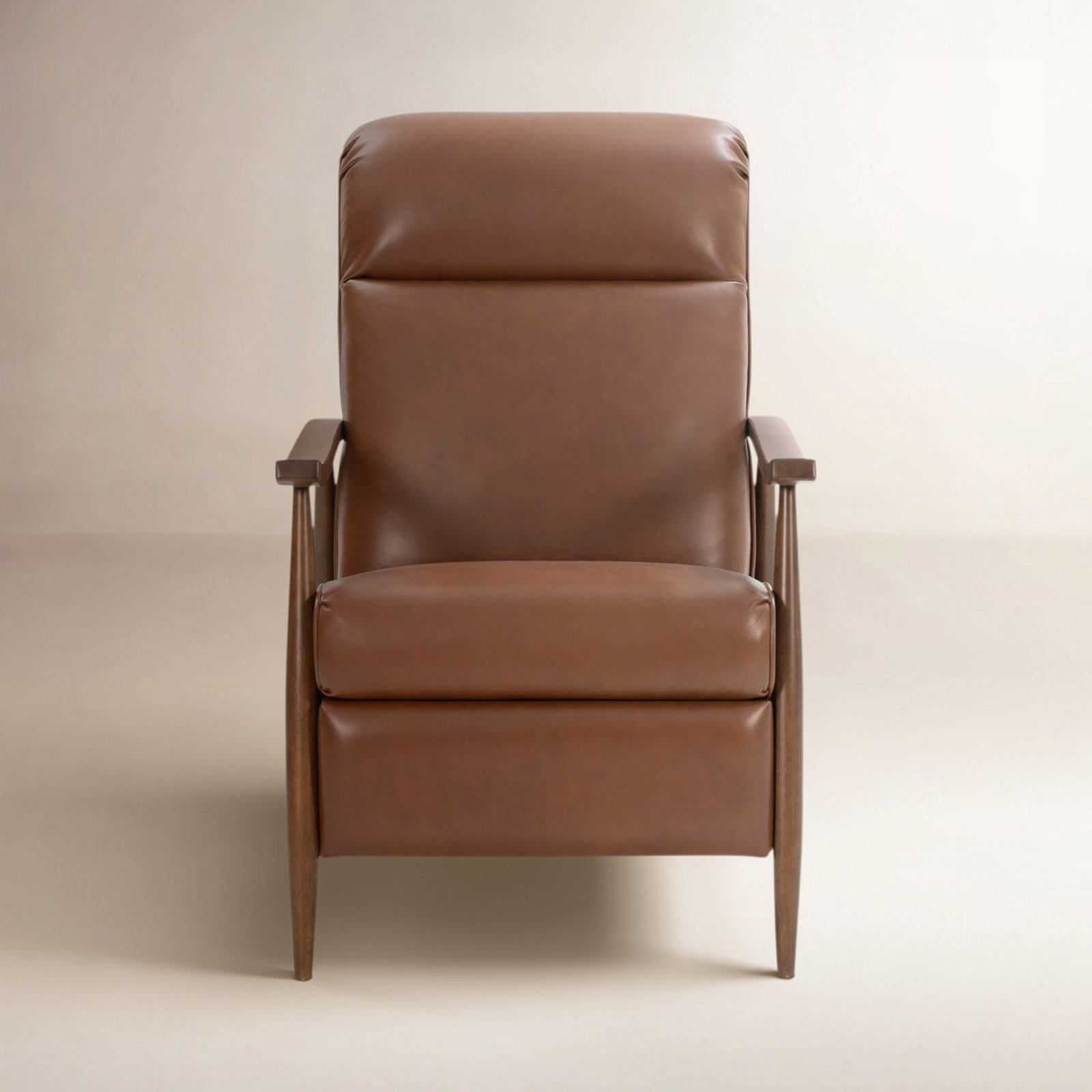 27" Genuine Leather Manual Recliner, Brown Genuine Leather