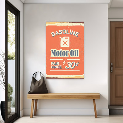 Retro Gas Oil Sign Retro Vintage Wall Art Print 1 Piece Wrapped Canvas Wall Art