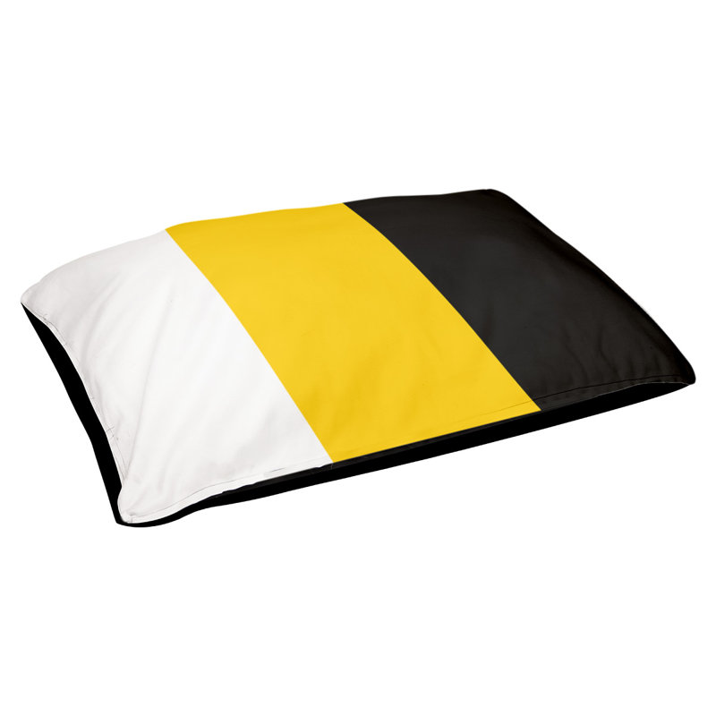 Coussin New York Bronx, Moyen (l 28 po x P 18 po x H 9,5 po), Blanc / jaune / noir