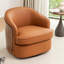 Faux Leather Swivel Barrel Chair-96441082