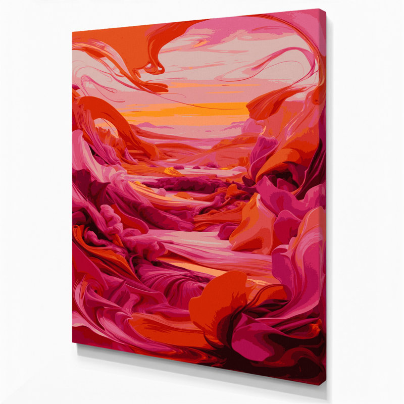 «Abstract Landscape 6», art mural sur toile rouge, H 10 po x l 8 po